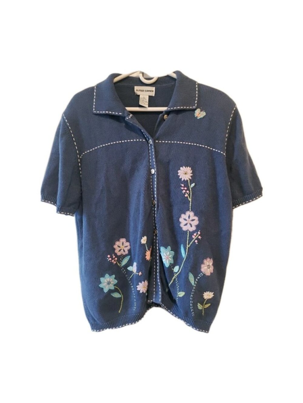 Alfred Dunner Vintage Sweater Womens XL Embroid Flower Grandmacore Cottagecore